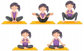 卡通做瑜伽锻炼的女孩素材下载