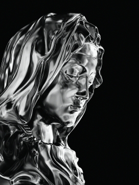 液态液体铝人雕塑图