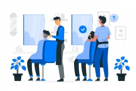 蓝色理发店剪头素材下载