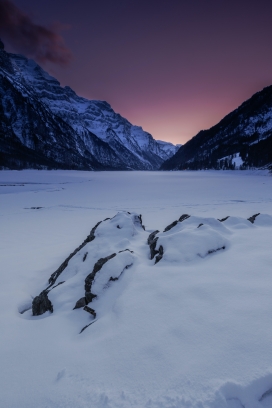 冬季红紫色雪景风景图片