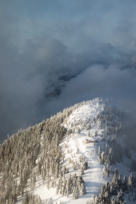 冬季雪山树林风景图