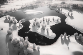 冬季白色湖泊风景图