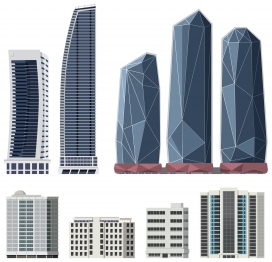 卡通林立的高楼建筑素材下载