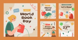 卡通世界图书日庆祝活动素材下载