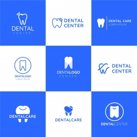 蓝色简洁清爽的牙齿logo标志素材下载