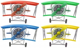 多彩的卡通老式民用飞机