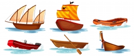卡通皮划艇帆船汽艇