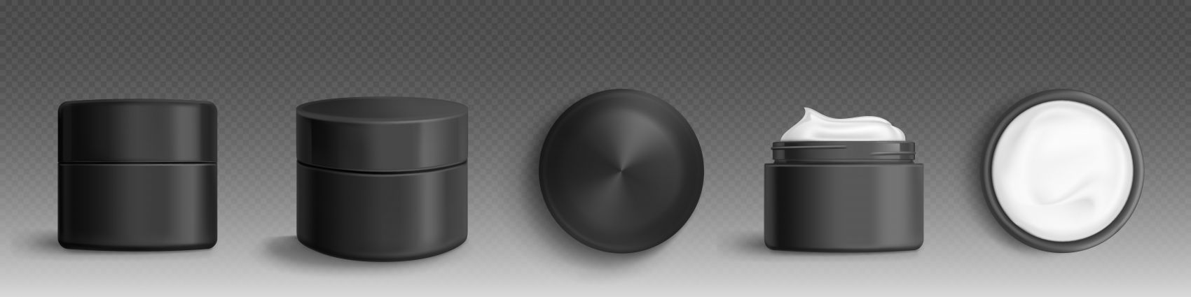 装有奶油化妆品塑料容器的黑色罐子图片