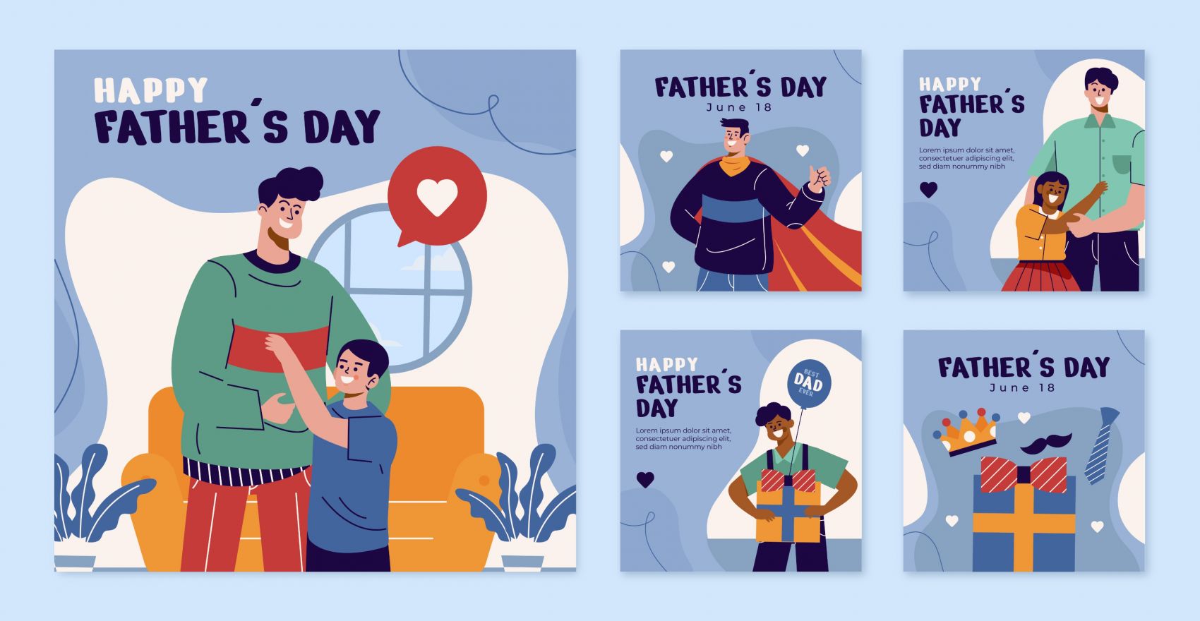 温馨的卡通父亲节海报图片