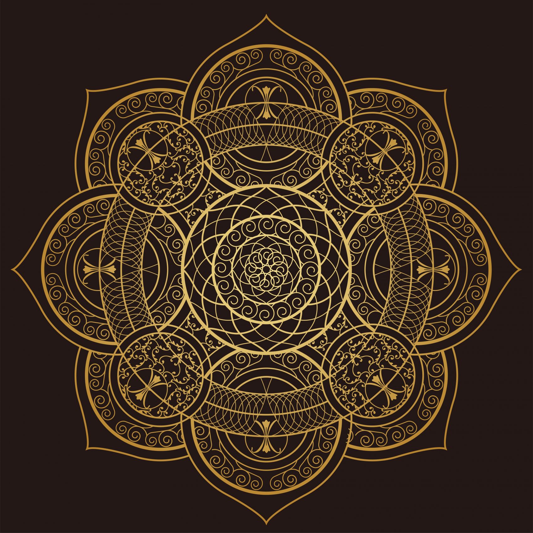 金色曼陀罗欧式花纹装饰图案背景图片