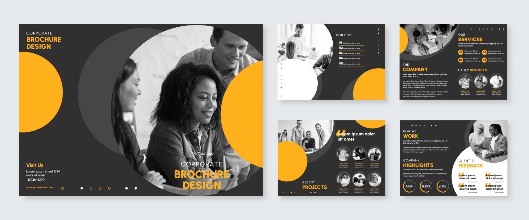 黑黄色调公司商务白领宣传册素材图片