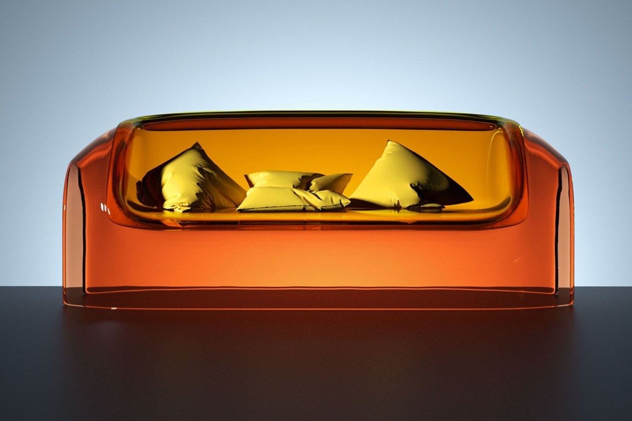 属于科幻亿万富翁复式公寓的聚碳酸酯片透明沙发图片