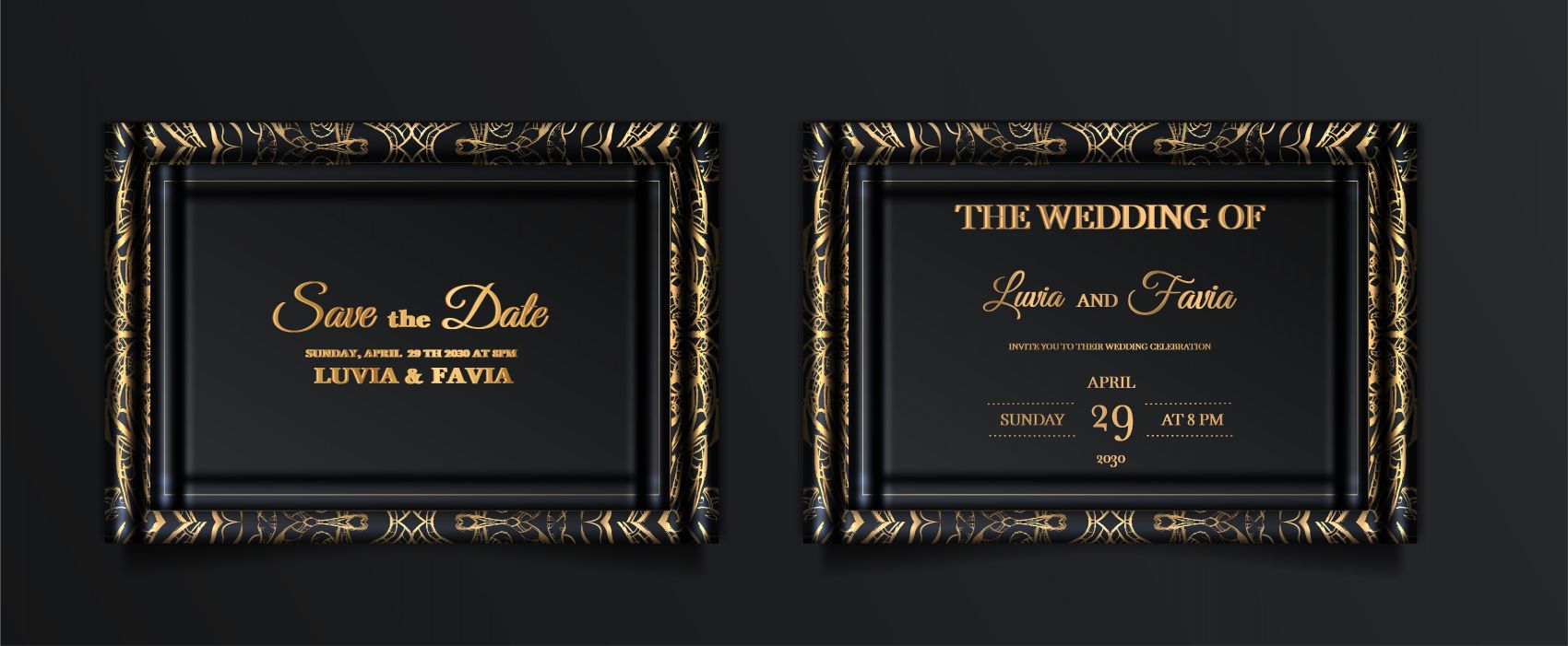 金色欧美复古花纹名片素材下载图片