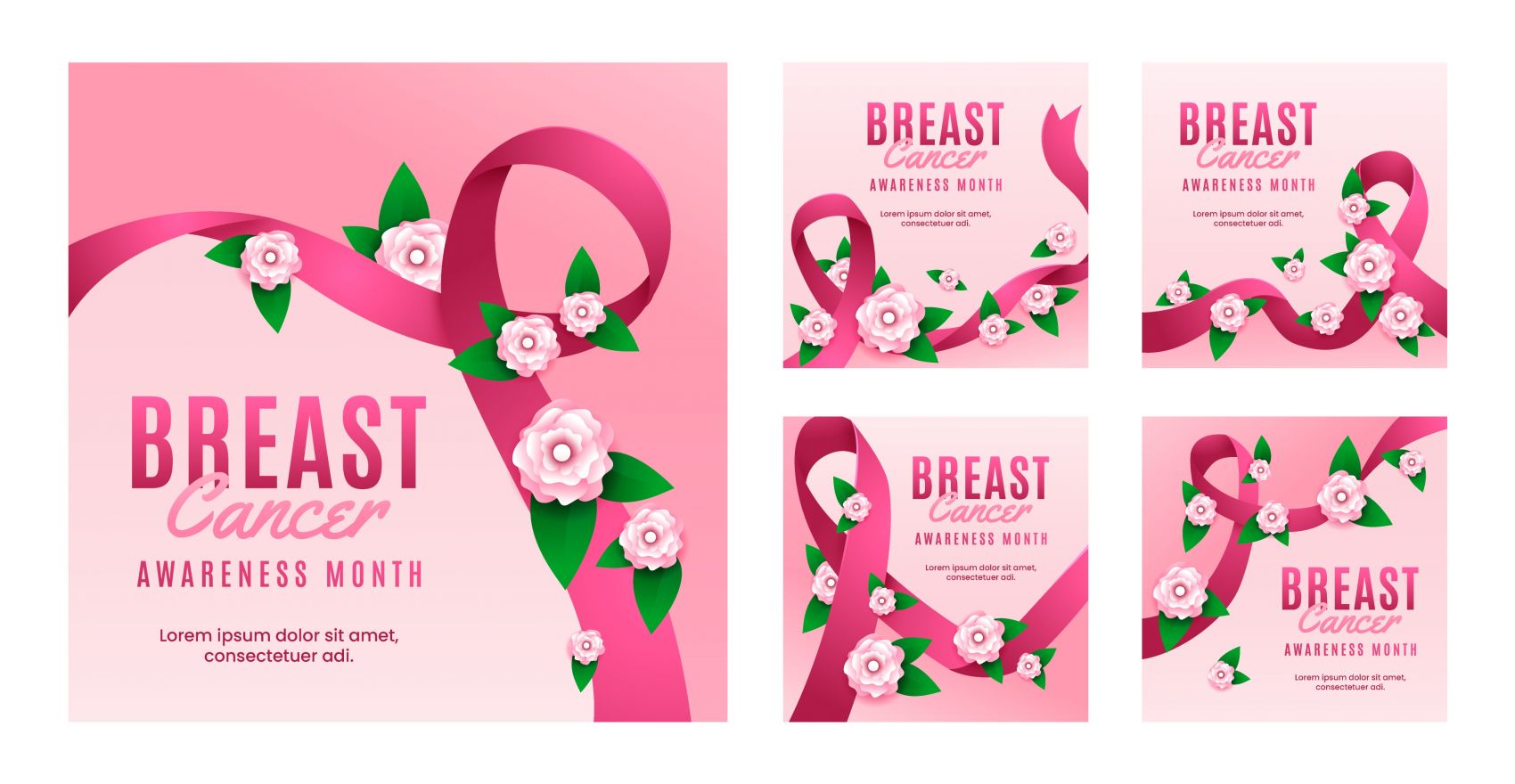 卡通红色乳腺癌海报素材下载图片