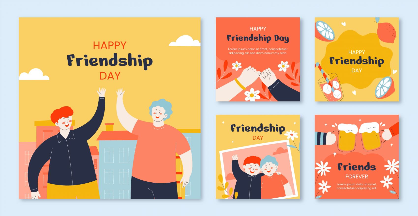 卡通国际友谊日庆典素材下载图片