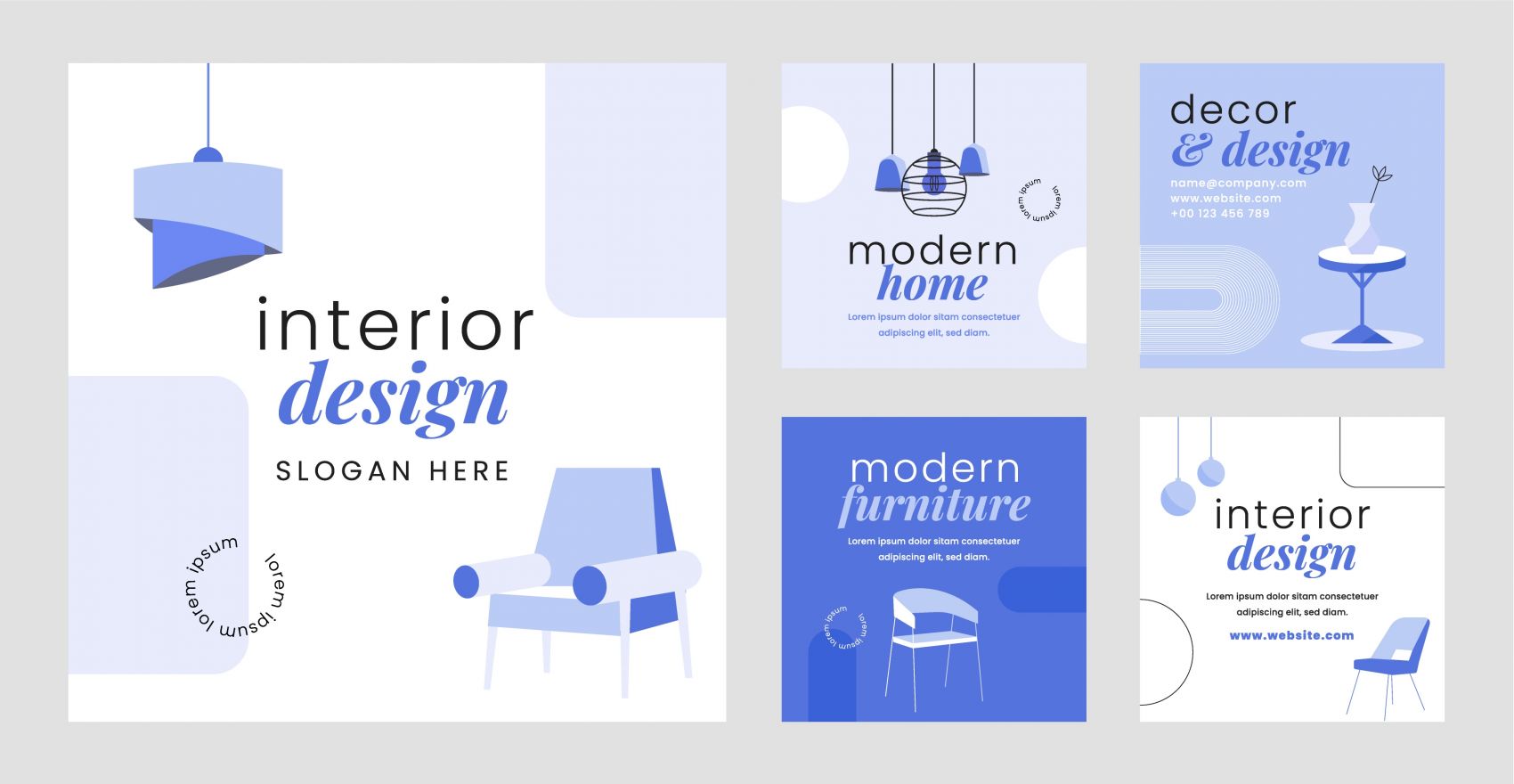 蓝色卡通家居家具海报素材下载图片