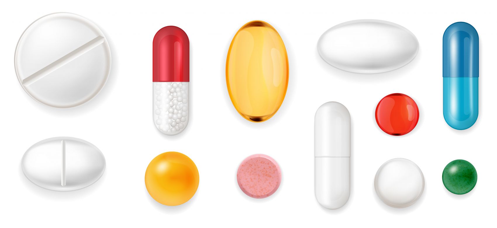 手绘逼真的胶囊药丸素材下载图片