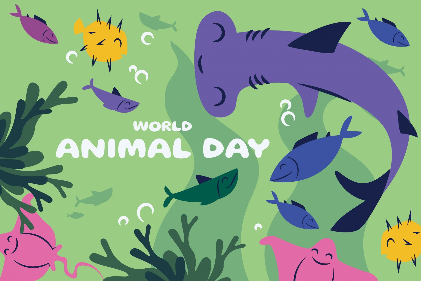 手绘卡通海洋动物素材下载图片