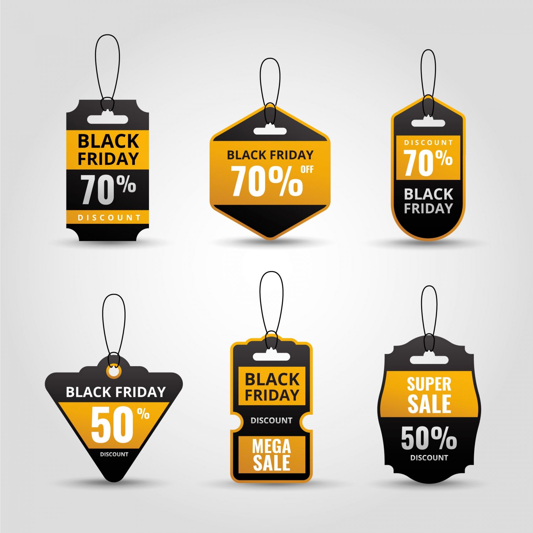 逼真的黑色星期五标签横幅套装图片