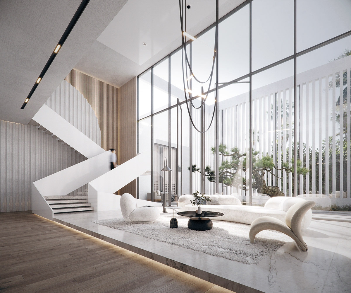 具有强大中性装饰方案的豪华家居室内内饰设计图片