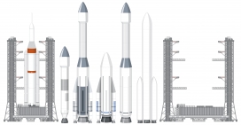 卡通航天器火箭发射装置素材下载