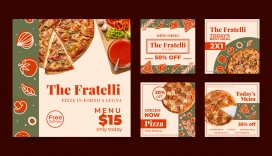 卡通披萨食品宣传海报素材下载