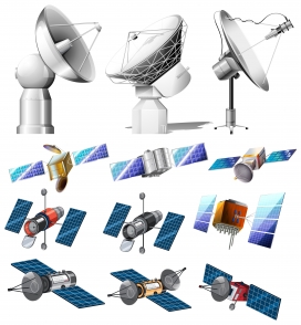 卡通逼真的卫星信号塔卫星素材下载