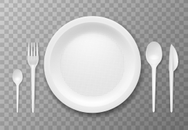 白色的西餐餐盘刀叉素材