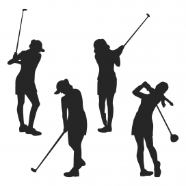 时尚女性打高尔夫球剪影素材