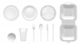 白色快餐餐具餐盘餐盒杯子饭盒素材下载