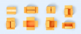 多角度多造型的黄颜色纸箱包装盒