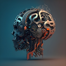 3D机械头颅图