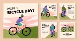 卡通春季自行车踏春海报