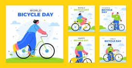 卡通世界自行车日庆祝活动海报素材下载