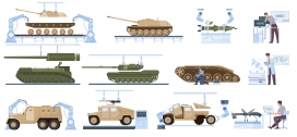 卡通军用平板装甲战车现代坦克素材下载