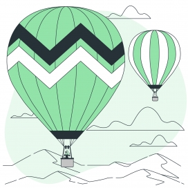 绿色手绘热气球概念图