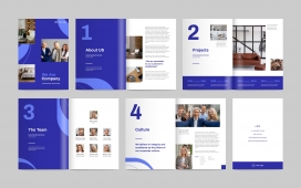 蓝色企业公司平面设计宣传册模板