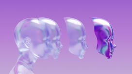 紫色3D液态透明面具图