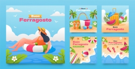 蓝色夏季度假配饰素材下载