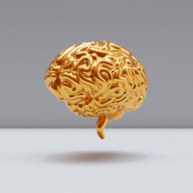 金箔色大脑神经图