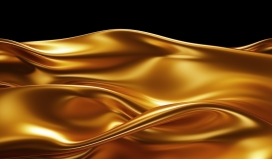流畅的金色液态流体抽象图