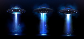 3个超现实蓝色立体UFO飞碟，引发无限遐想！