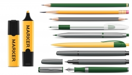 各种各样的铅笔圆珠笔钢笔