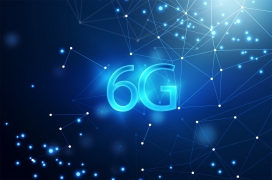蓝色背景菱形链接的6G网络科技图