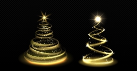 金色螺旋光圣诞树素材