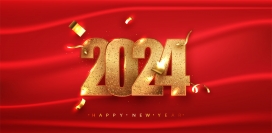 金色2024跨年字-新年快乐素材
