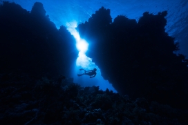 水下探秘的潜水员图