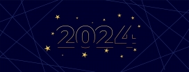 2024金色镂空描边跨年字