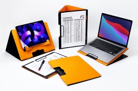 创新的文档文件夹-可以转变为笔记本电脑、平板电脑和手机的一体式支架