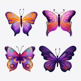 美丽的彩绘卡通蝴蝶昆虫素材